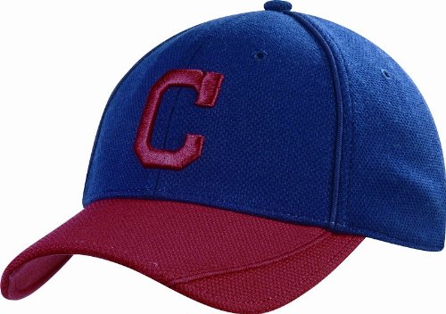 MLB Cleveland Indians Authentic Batting Practice Cap (Navy/Red, Small/Medium)