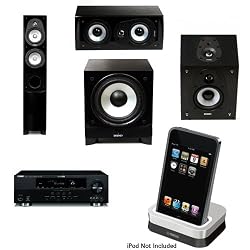 Energy CF-30 Floorstanding/Tower Speaker & CC-5 Center Channel Speaker & CR-10 Surround Speakers & ESW-C8 8-Inch 240 Watt Subwoofer & Yamaha RX-V665BL 630 Watt 7-Channel Home Theater Receiver & Yamaha YDS-11SL iPod Dock for select Yamaha AV Products Bund