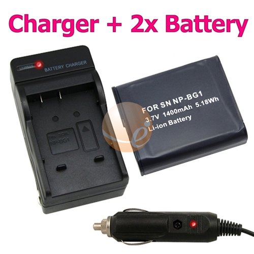 2 x FOR Sony NP-BG1 NPBG1 REPLACEMENT BATTERY + CHARGER for Sony Cybershot DSC-H10 / DSC-H20 / DSC-H3 / DSC-H50 / DSC-H55 / DSC-H7 / DSC-H9 / DSC-HX5 / DSC-N1 / DSC-N2 / DSC-T100 / DSC-T20 Digital Camera