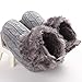 Annnowl Baby Girls Knit Soft Fur Winter Warm Snow Boots Crib Shoes 0-18 Months (6-12 Months, Gray)