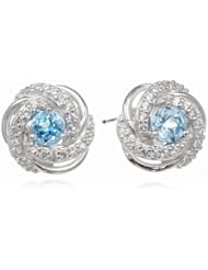 Sterling Silver Genuine Created White Sapphire Knot Stud Earrings