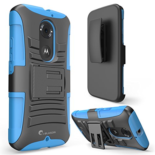 Moto X 2nd Gen Case, i-Blason Google Motorola Moto X 2nd Generation Case Prime Series Dual Layer Holster Case with Kickstand and Locking Belt Swivel Clip for Moto X 2 (Blue)