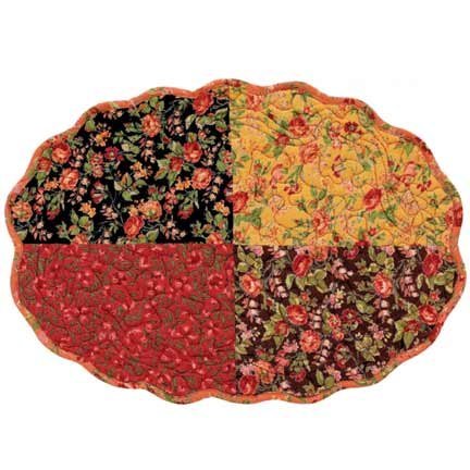April Cornell Devon Rose Patchwork Oval Quilted Placemat