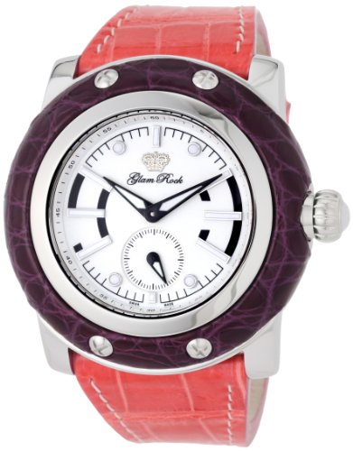 Glam Rock Women's GR11011 Miami White Dial Dark Pink Alligator Watch