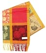 Multi Flower Rust Orange Knit Shawl 27"x68"