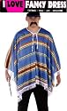MEXICAN PONCHO FANCY DRESS (NO SOMBRERO) MENS LADIES