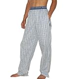 Mens Joe Boxer Cotton Plaid Sleepwear / Pajama Pants - Blue & White