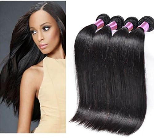 Dream Virgin Hair 20" 20" 22" 22"inches 100% Virgin Peruvian Natural Straight Human Hair Weave Extension Unprocessed 4 pack Bundle Black