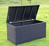 Aosom Rattan Wicker Storage Box with Seat – Black