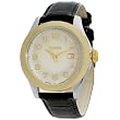 Timex 2K911 Men's Round Cream Dial Gold-Tone and Silver-Tone Analog Dress Watch with Black Genuine Leather Band