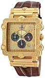 JBW-Just Bling Men's JB-6215-238-A Phantom Brown Diamond And Gold Bezel Leather Band Watch
