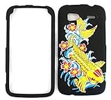 HTC Sensation 3D Embossed, Fish with Flowers on Black Hard Case, Cover, Fac ....