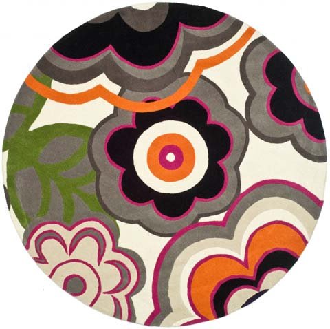 Safavieh Soho Collection SOH752A Handmade Multicolor New Zealand Wool Round Area Rug, 6-Feet
