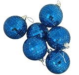Pack of 6 Ocean Blue Mirrored Glass Disco Ball Christmas Ornaments 2.5