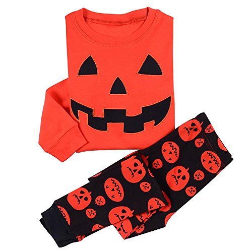 CM-CG Little Boys' Hallowmas Pumpkin Pajama Long Shirts & Pants Set 2 PC 12M-7Y