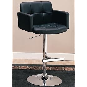 Adjustable Bar Stool with Arms in Black Faux Leather by Coaster Home Furnishings&node=1055398