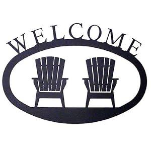 Adirondack Chairs Welcome Sign, Wrought Iron, Large Version 17.5 by
