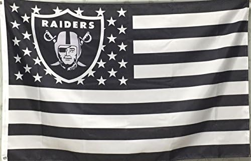 Oakland Raiders With US Stripe Star Flag (3ftx5ft)