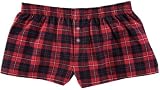 Red and Black Plaid Check Flannel Cotton Girl Boxers Mini Itty Bitty Shorts 1 Inseam, Covered elastic waist, 100% cotton, available in 5 adult sizes