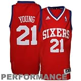 NBA adidas Thaddeus Young Philadelphia 76ers Youth Revolution 30 Swingman Performance Jersey - Red (Large)