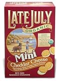 Late July Organic Mini Cheddar Cheese Bite Size Sandwich Crackers, 5-Ounce Boxes (Pack of 12)