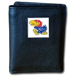 College Tri-fold Leather Wallet - Kansas Jayhawks