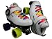Sure Grip Rock GT50 Confetti White Boots with Rainbow Wheels and Rainbow Laces Mens Boys Ladies Womens Girls Kids Childrens Youth Quad Speed Roller Skates