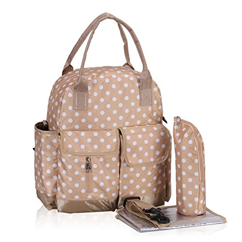 Hynes Eagle Polka Dots Diaper Backpack (Beige)