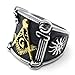 KONOV Embossed Freemason Masonic 316L Stainless Steel Band Enamel Mens Ring