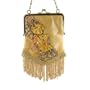 Victorian Pouch Beige Rose Fringe Beaded / Embellished Bag / Purse