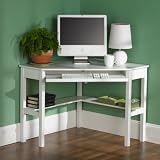 Wood Corner Writing Computer Desk for Home Office , White Finish