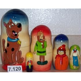Russian Nesting Nested Stacking Scooby Doo Doll. 5 Pieces 7 in Tall #7.120 by