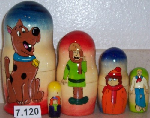 Childrens Toyshop  Toys : Russian Nesting Nested Stacking Scooby Doo Doll. 5 Pieces / 7 in Tall #7.120