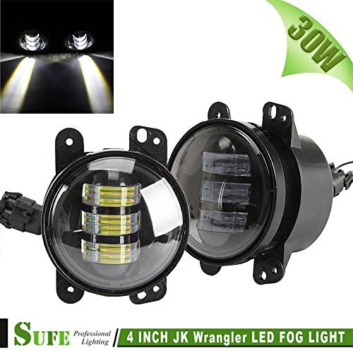 SUFE 4 inch Pair 30W JEEP LED Fog Light Driving Lights For Offroad Jeep Wrangler Trucks