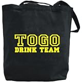 Canvas Tote Bag Black " Drink Team Togo " Country