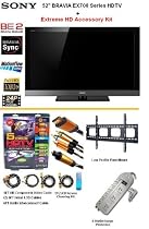 Brand New Sony Bravia KDL-52EX700 Series HDTV 1080p LCD HDTV With "The Extreme HD Sony Accessory Kit" Includes Professional Super Slim Flat Mount + (2) 6FT Hdmi 1.3B Cables, 6FT Audio Interconnect Cable Screen Cleaner + Surge Protector
