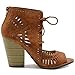 Ollio Women Shoe Fashion Lace up Cutout Ankle High Heel Bootie Sandal