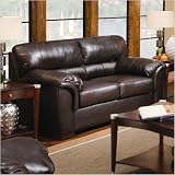 Simmons Upholstery 1797 LV Castleton Bonded Leather Loveseat in London Walnut