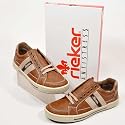 Trendiger Halbschuh, Sneaker zum schnüren , Rieker Modell Peter, Leder, braun/beige kombiniert. Markenschuhe, Schuhe