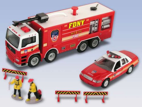 Childrens Toyshop  Toys : FDNY New York Fire Department Fire Truck & Car Playset