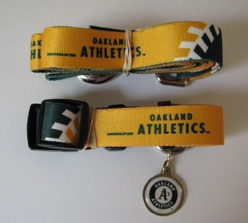 Oakland Athletics Pet Accessories Set - Large (6' Leash, Collar, and ID Tag)