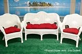 3-Piece Wicker Furniture Outdoor Patio Cushion Set - Lipstick Red