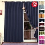 Solid Thermal Insulated Blackout Curtain 84L- 1 Set-NAVY