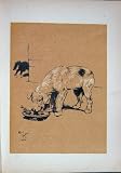 1905 Dog Day Cecil Aldin Terrier Kittens Dinner Emanuel