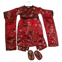 Red Brocade Japanese Kimono and Sandals ~ Doll Outfit Fits 18 American Girl