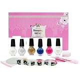 Konad Nail Art Starter Premium Metallic French Manicure Set: 5 Image PLates M19, M45, M56, M77, M80 + Clear Top Coat + 5 Special Polishes Gold, Silver, Psyche Pink, Blue Pearl, White + 2 Way Stamper + Scraper + Image Plate Holder + Nail Corrector Pen