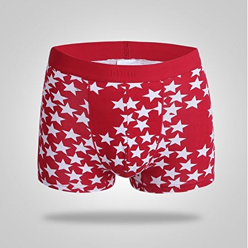 CNMQ Cotton men's underwear men's Boxer pants waist Boxer shorts printed,Red,XL