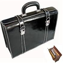 Floto Luggage Trastevere Brief Leather Briefcase, Black, Medium
