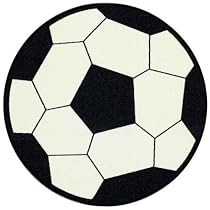 Soccer Ball Rug 3'3"x3'3" Ivory / black
