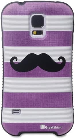 GreatShield ARCH Mustache Design Hybrid Case Hard Shell Cover for Samsung Galaxy S5 (Purple)